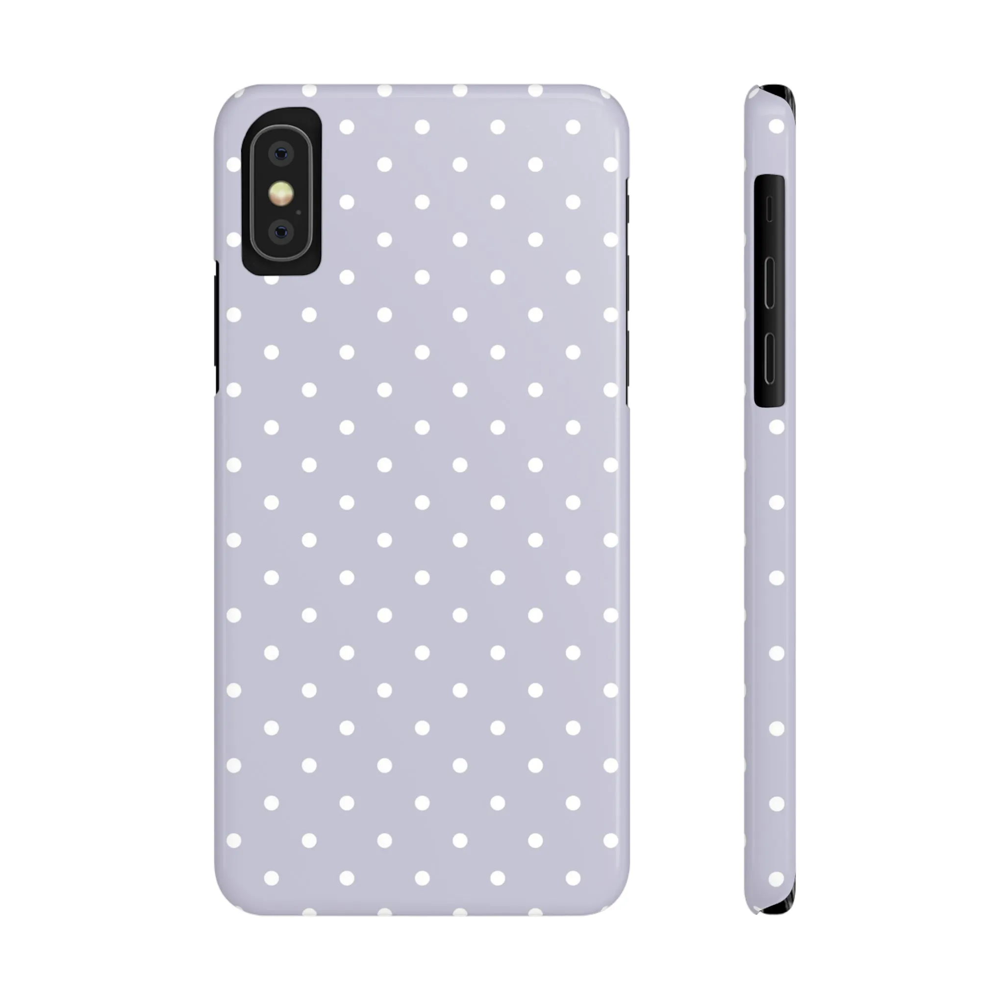 Purple background and white Polka Dots Design Sleek Elegance Wireless-Charging Compatible Phone Case Slim Phone Case compatible with over 20 iphone models