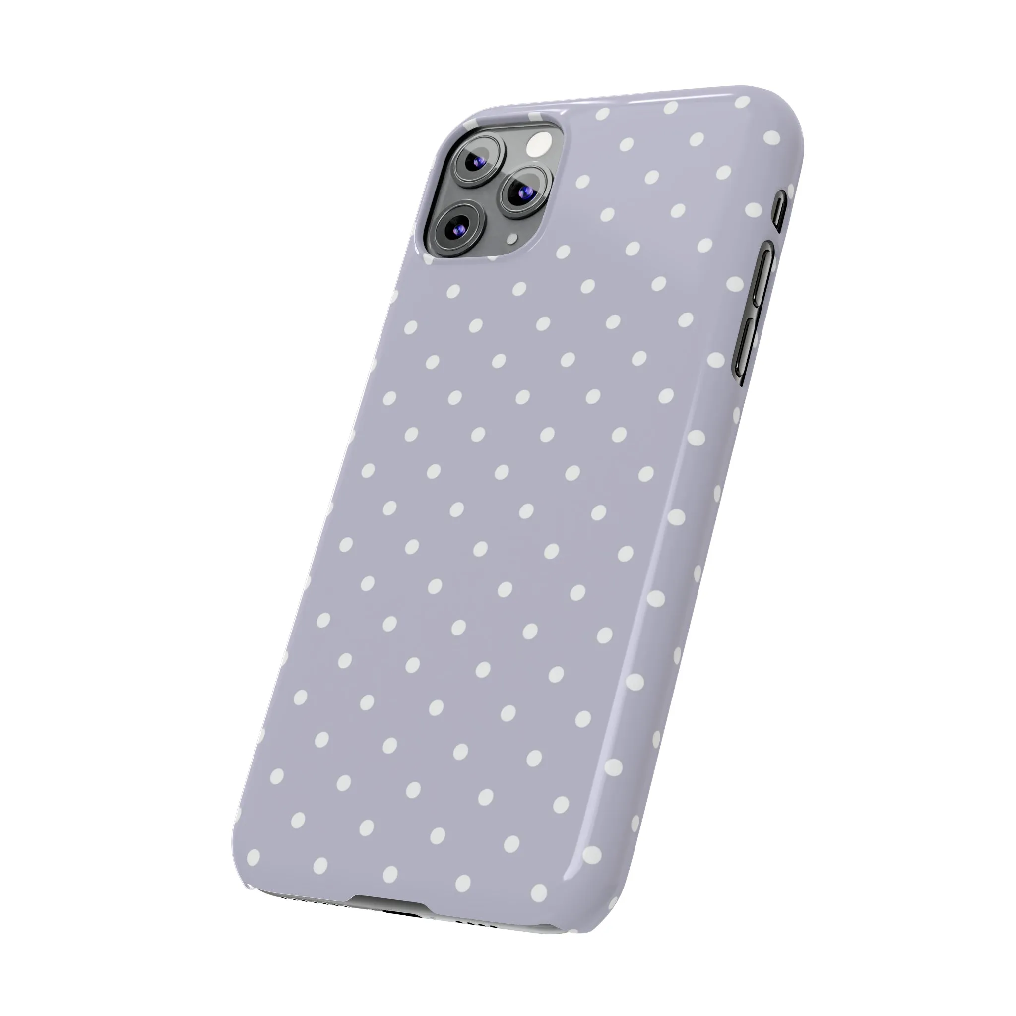 Purple background and white Polka Dots Design Sleek Elegance Wireless-Charging Compatible Phone Case Slim Phone Case compatible with over 20 iphone models