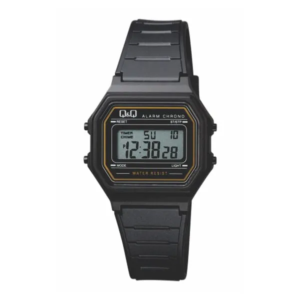 Q&Q - RETRO DIGITAL SILICONE WATCH - BLK & YELLOW