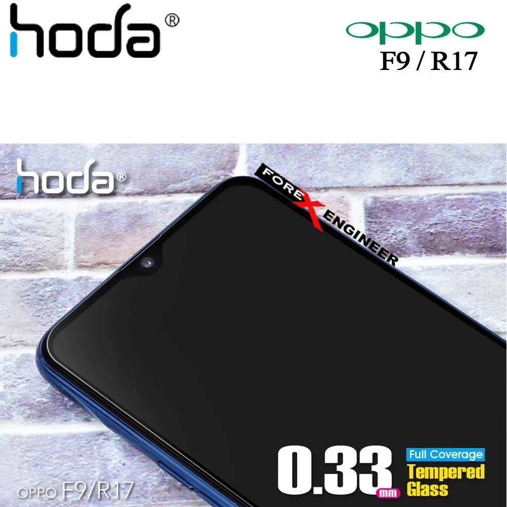 [RACKV2_CLEARANCE] Hoda OPPO F9 - R17 Screen Protector - Full Coverage Tempered Glass - Black