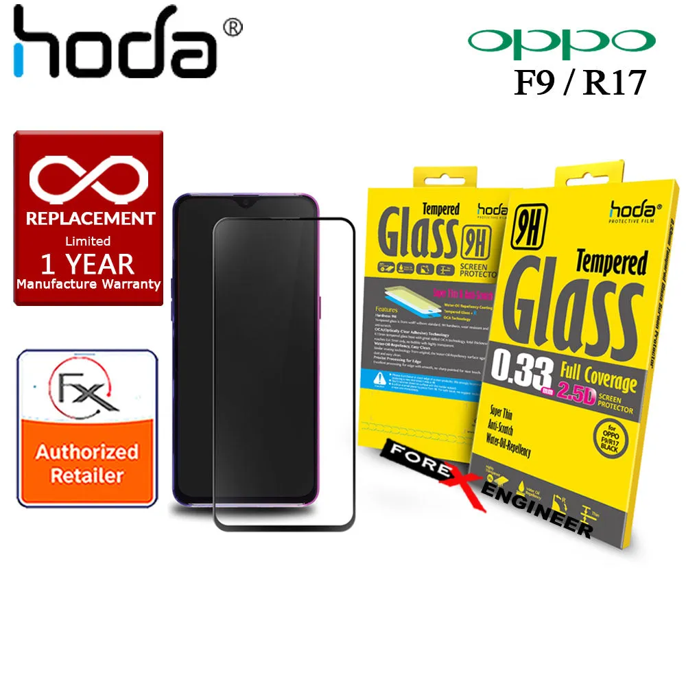 [RACKV2_CLEARANCE] Hoda OPPO F9 - R17 Screen Protector - Full Coverage Tempered Glass - Black