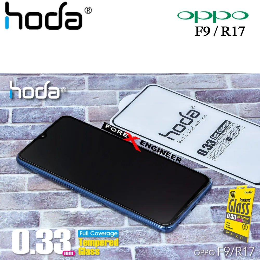 [RACKV2_CLEARANCE] Hoda OPPO F9 - R17 Screen Protector - Full Coverage Tempered Glass - Black