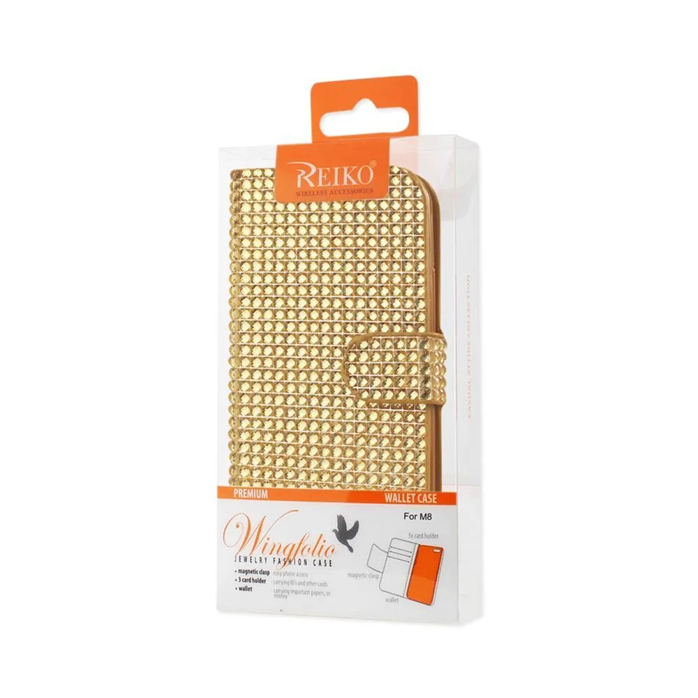 Reiko Diamond Flip Case HTC One M8 Gold