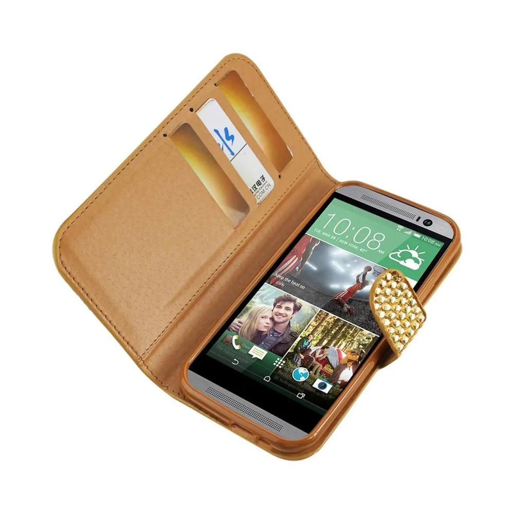 Reiko Diamond Flip Case HTC One M8 Gold