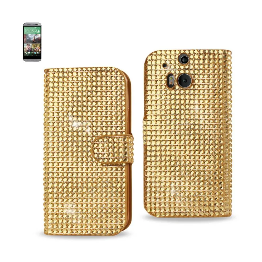 Reiko Diamond Flip Case HTC One M8 Gold