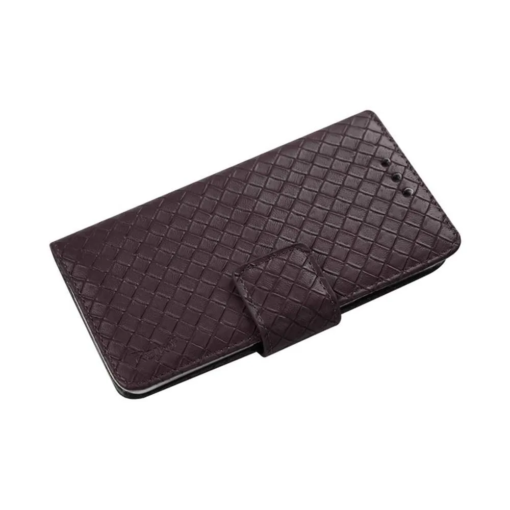 Reiko Wallet Case 3 In 1 For Samsung Galaxy Note 4 Braided Pattern Brown