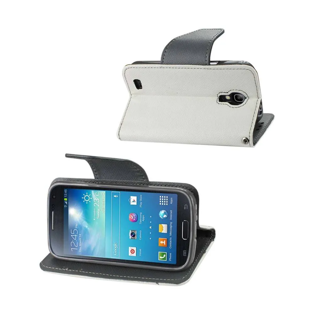 Reiko Wallet Case 3 In 1 For Samsung Galaxy S4 Mini White With Black Interior Polymer