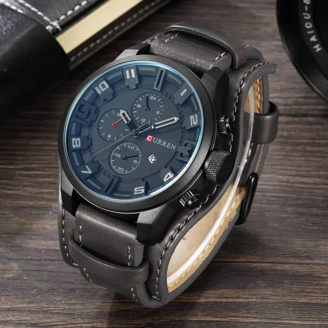 Relogio Masculino Mens Watches Top Brand Luxury Leather Strap Waterproof Sport Men Quartz Watch Military Male Clock Curren 8225