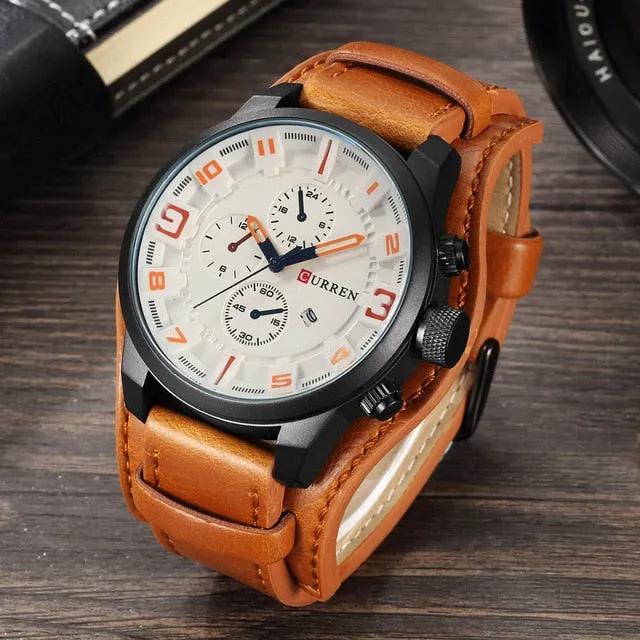 Relogio Masculino Mens Watches Top Brand Luxury Leather Strap Waterproof Sport Men Quartz Watch Military Male Clock Curren 8225