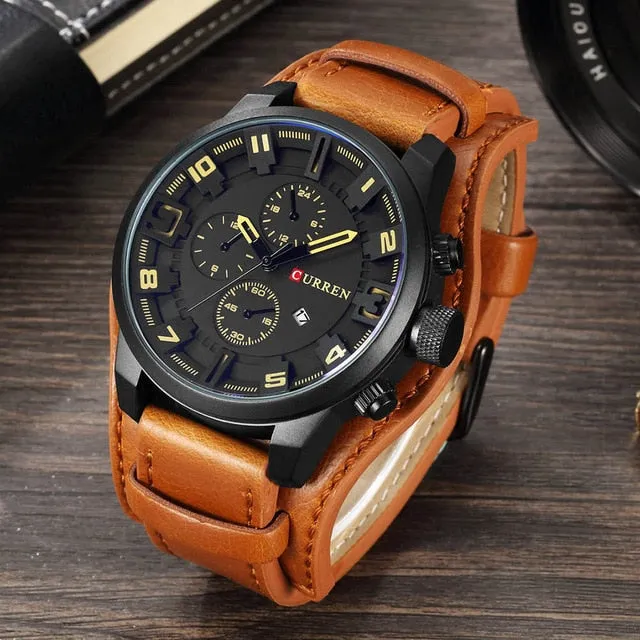 Relogio Masculino Mens Watches Top Brand Luxury Leather Strap Waterproof Sport Men Quartz Watch Military Male Clock Curren 8225