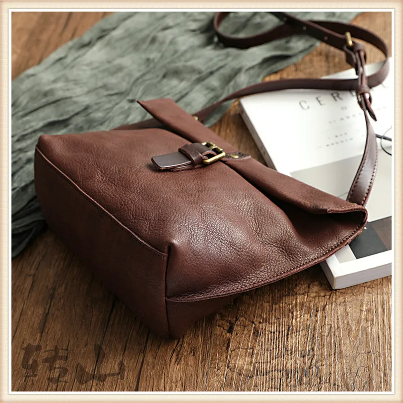 Retro Cowhide Leather Women Shoulder Handbags 7153