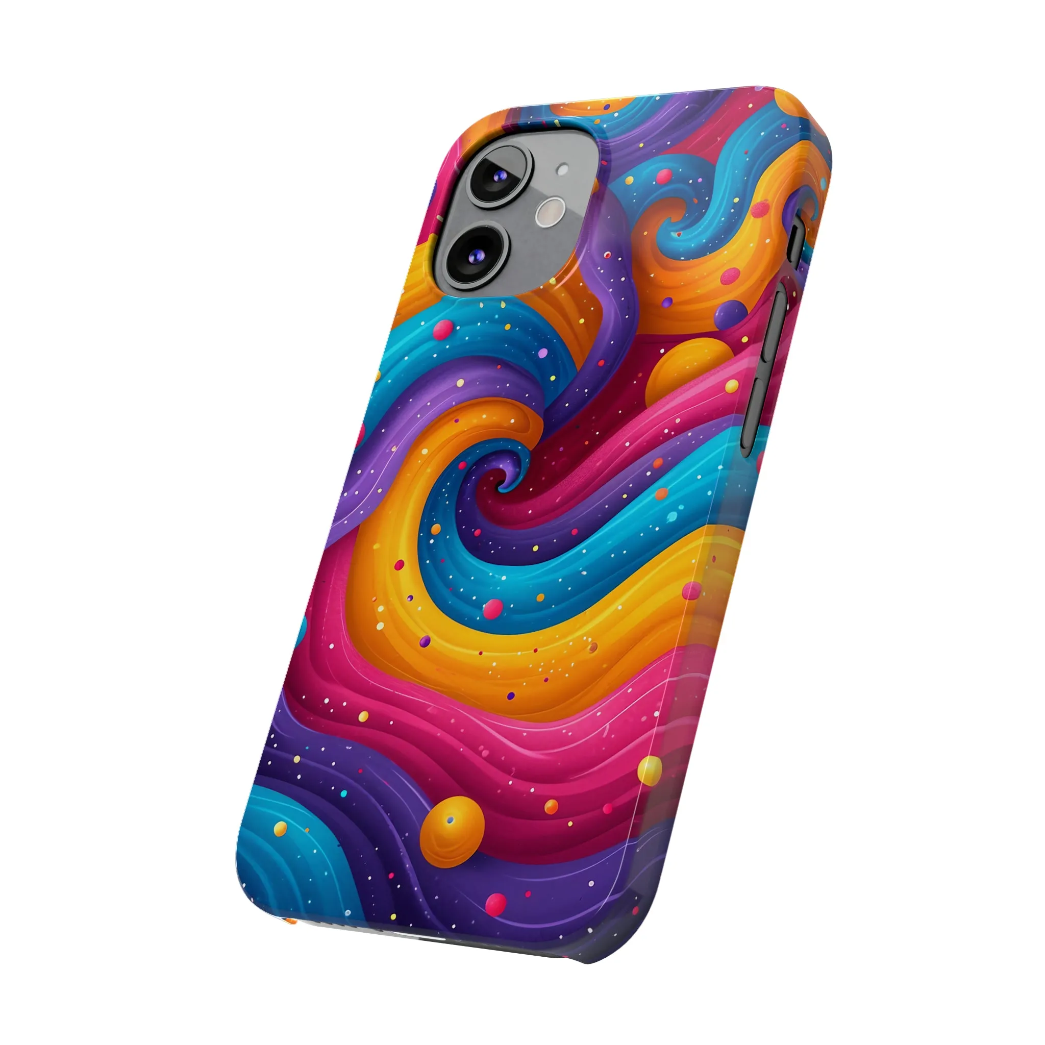 Retro Groovy Pop art Design Sleek Elegance Wireless-Charging Compatible Phone Case Slim Phone Case compatible with over 20 iphone models