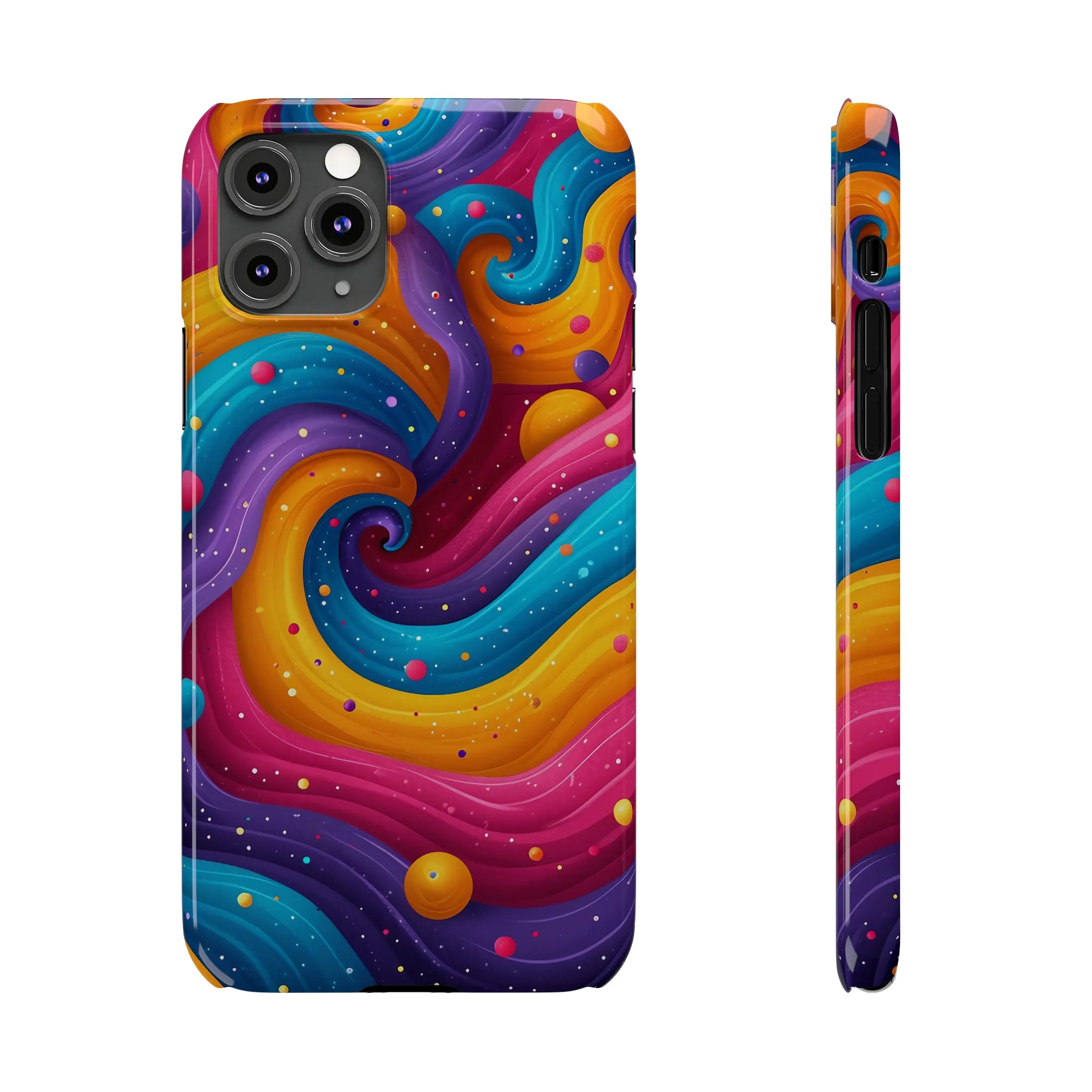 Retro Groovy Pop art Design Sleek Elegance Wireless-Charging Compatible Phone Case Slim Phone Case compatible with over 20 iphone models