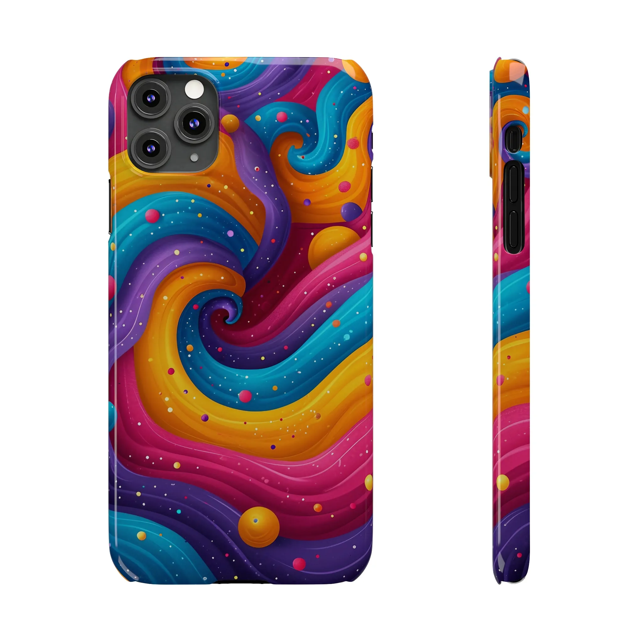 Retro Groovy Pop art Design Sleek Elegance Wireless-Charging Compatible Phone Case Slim Phone Case compatible with over 20 iphone models