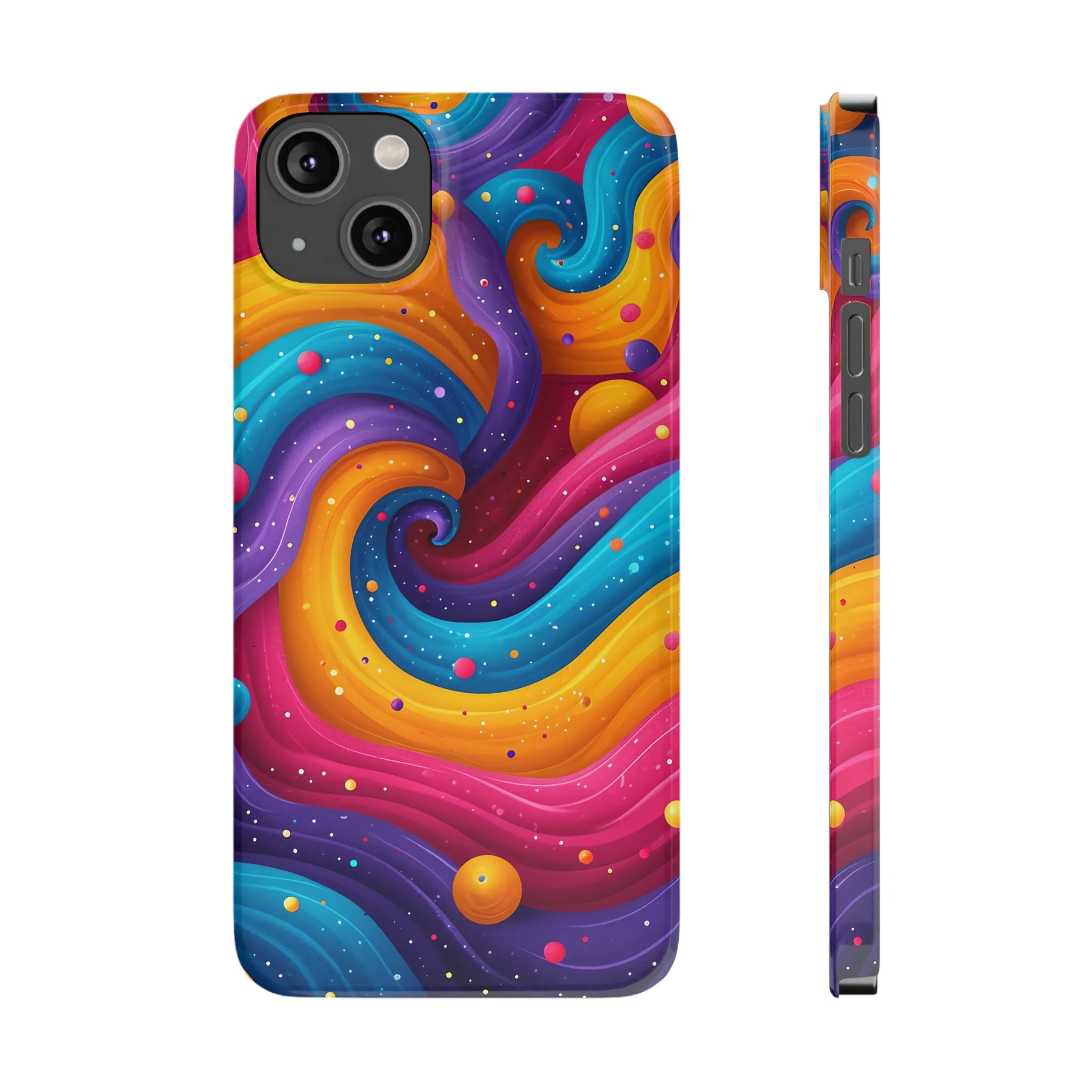 Retro Groovy Pop art Design Sleek Elegance Wireless-Charging Compatible Phone Case Slim Phone Case compatible with over 20 iphone models