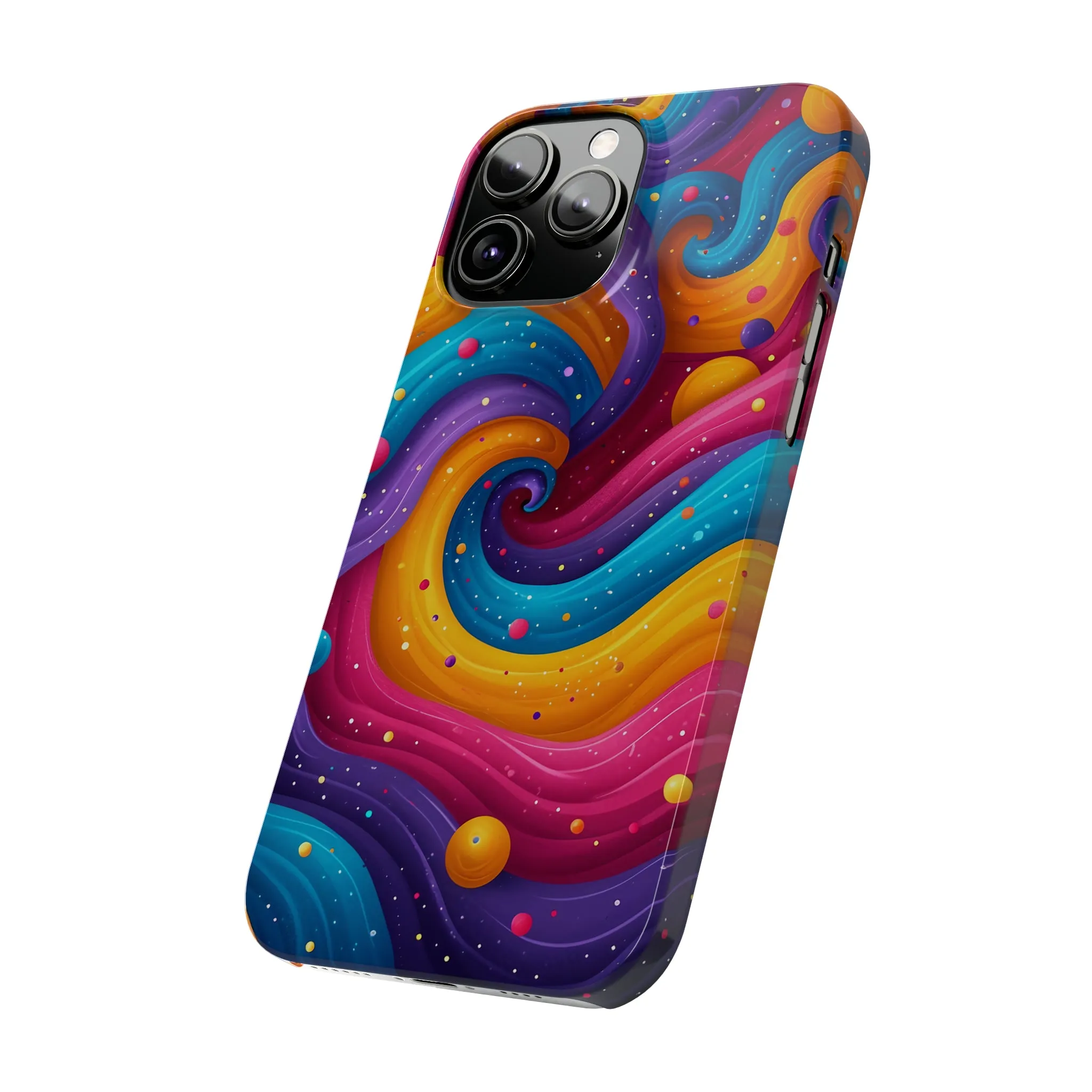 Retro Groovy Pop art Design Sleek Elegance Wireless-Charging Compatible Phone Case Slim Phone Case compatible with over 20 iphone models