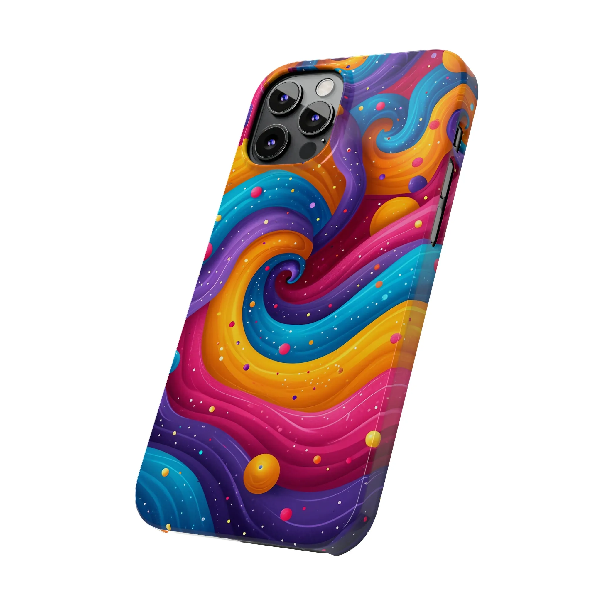 Retro Groovy Pop art Design Sleek Elegance Wireless-Charging Compatible Phone Case Slim Phone Case compatible with over 20 iphone models