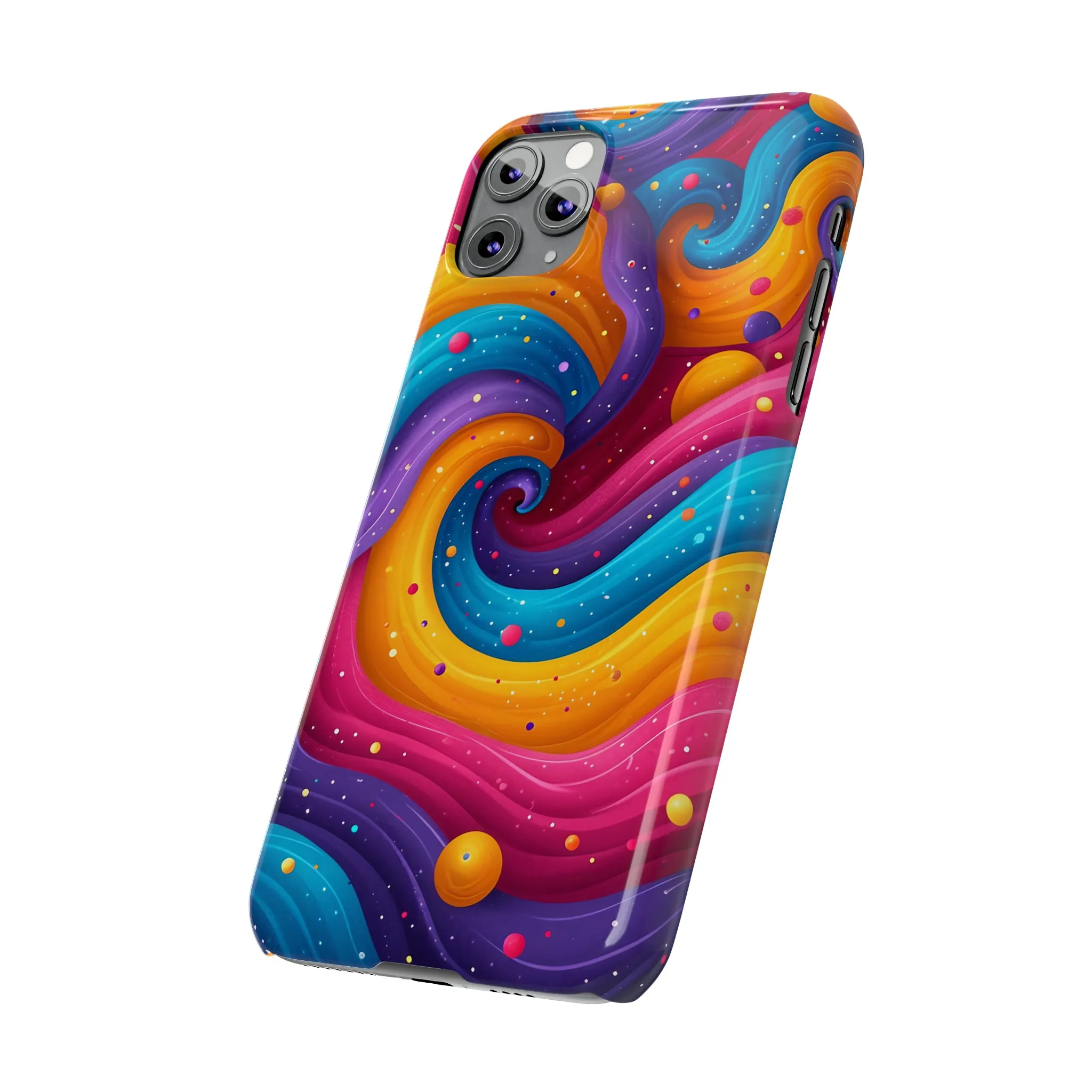 Retro Groovy Pop art Design Sleek Elegance Wireless-Charging Compatible Phone Case Slim Phone Case compatible with over 20 iphone models