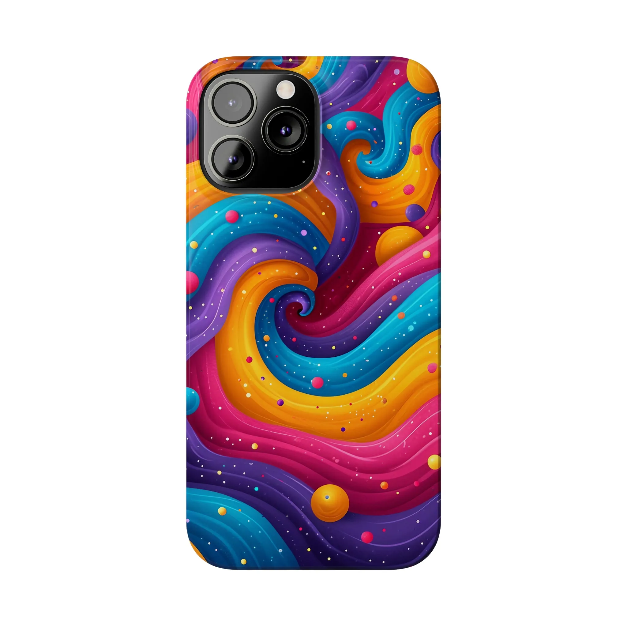 Retro Groovy Pop art Design Sleek Elegance Wireless-Charging Compatible Phone Case Slim Phone Case compatible with over 20 iphone models