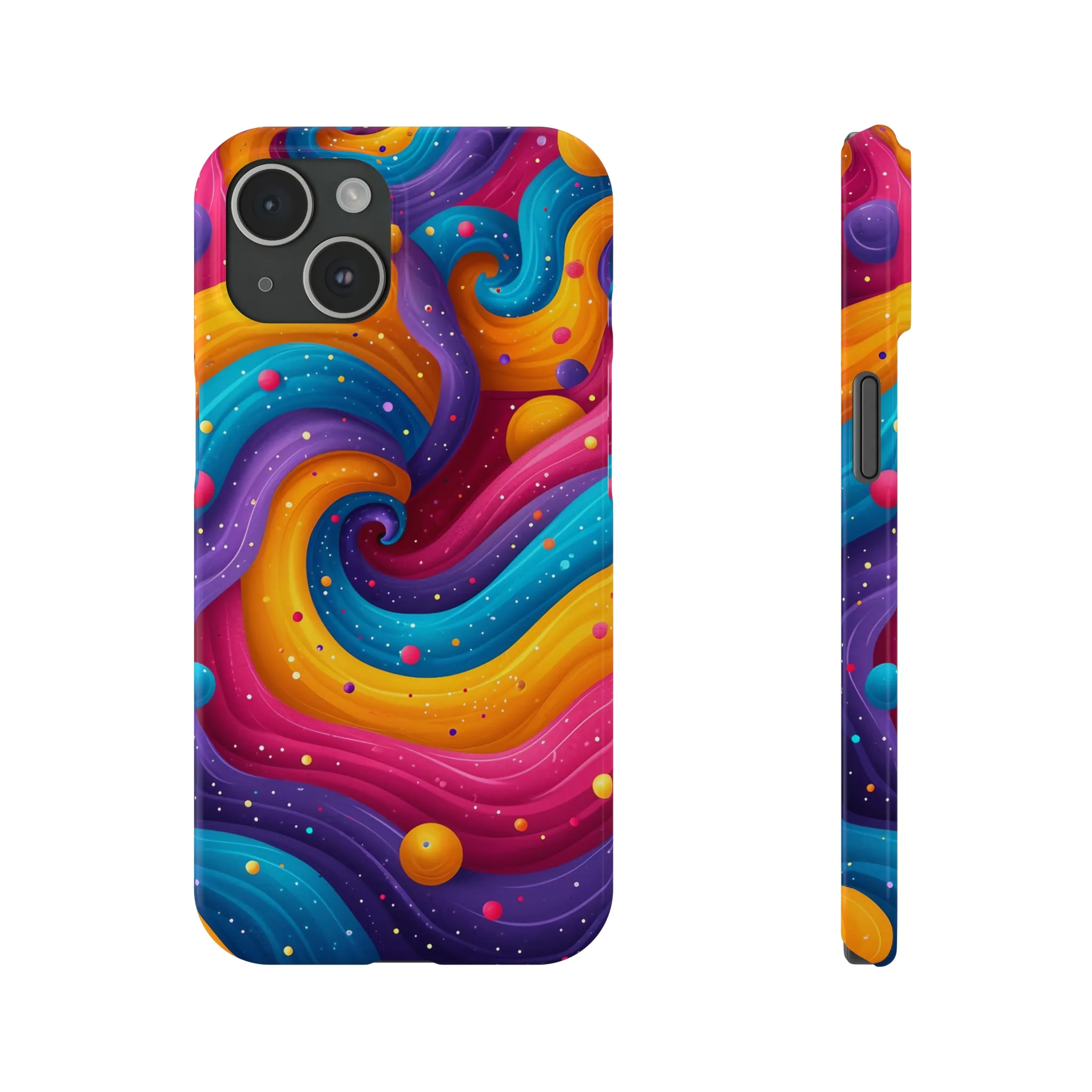 Retro Groovy Pop art Design Sleek Elegance Wireless-Charging Compatible Phone Case Slim Phone Case compatible with over 20 iphone models