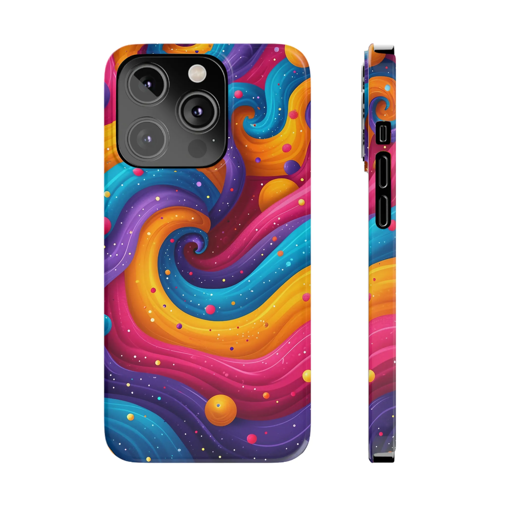 Retro Groovy Pop art Design Sleek Elegance Wireless-Charging Compatible Phone Case Slim Phone Case compatible with over 20 iphone models