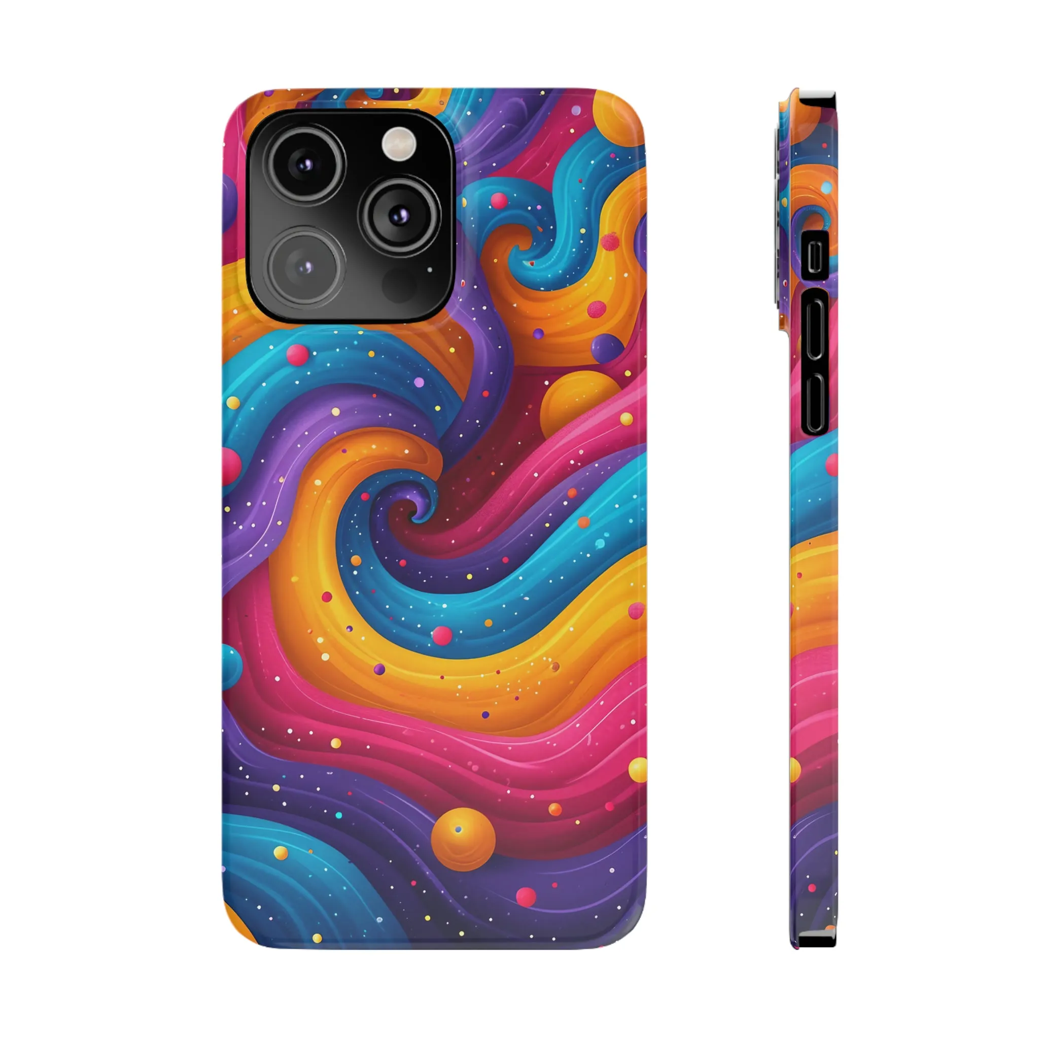 Retro Groovy Pop art Design Sleek Elegance Wireless-Charging Compatible Phone Case Slim Phone Case compatible with over 20 iphone models