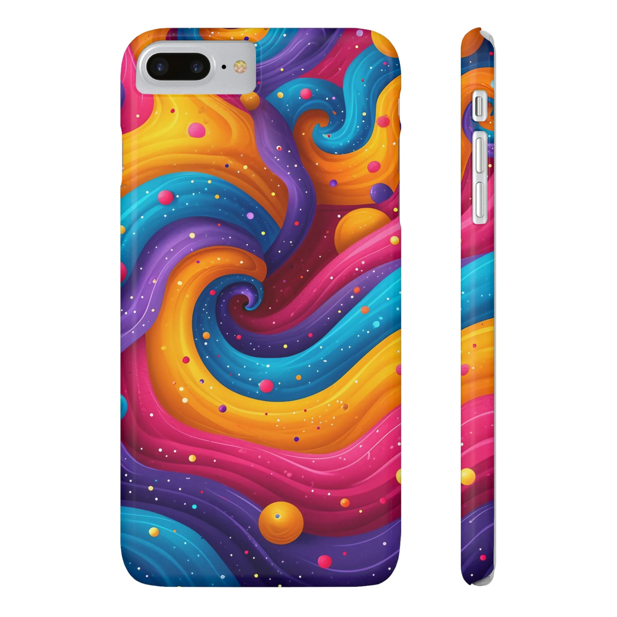 Retro Groovy Pop art Design Sleek Elegance Wireless-Charging Compatible Phone Case Slim Phone Case compatible with over 20 iphone models