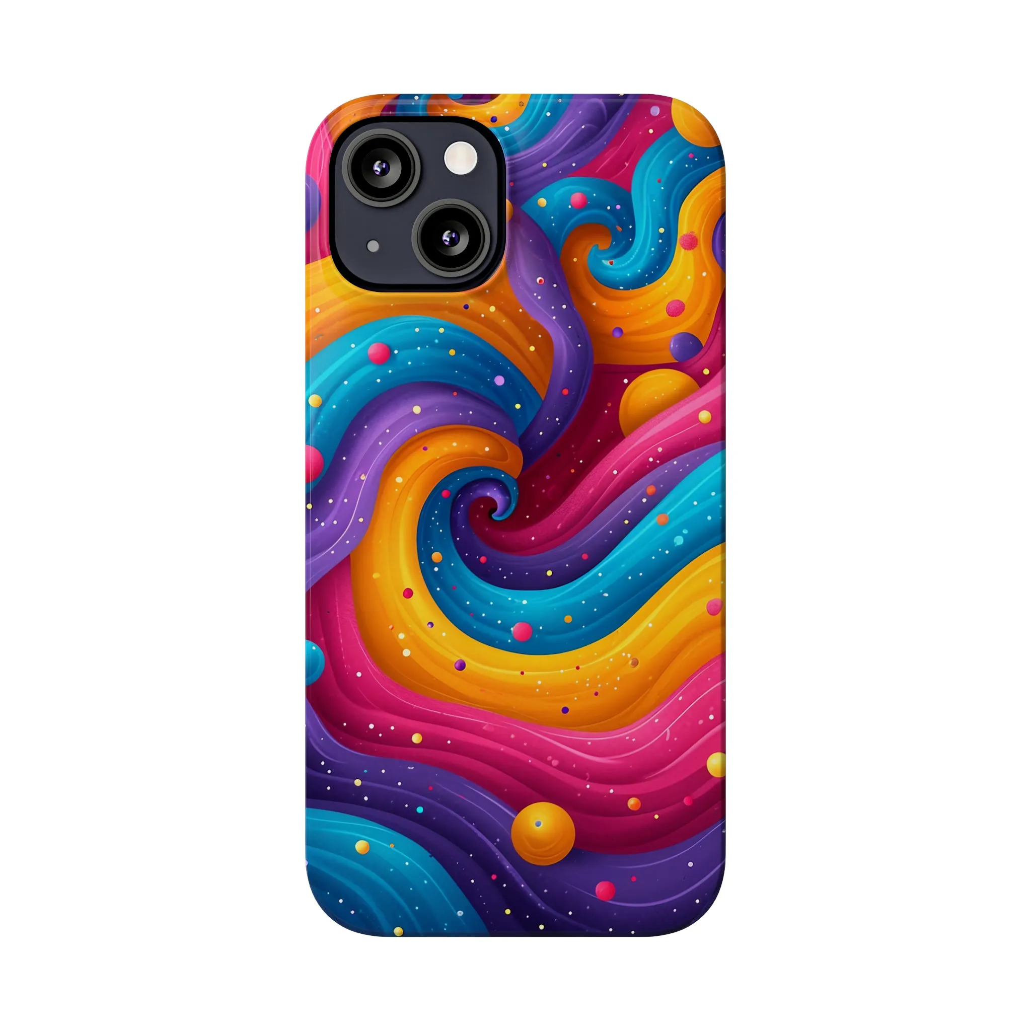 Retro Groovy Pop art Design Sleek Elegance Wireless-Charging Compatible Phone Case Slim Phone Case compatible with over 20 iphone models