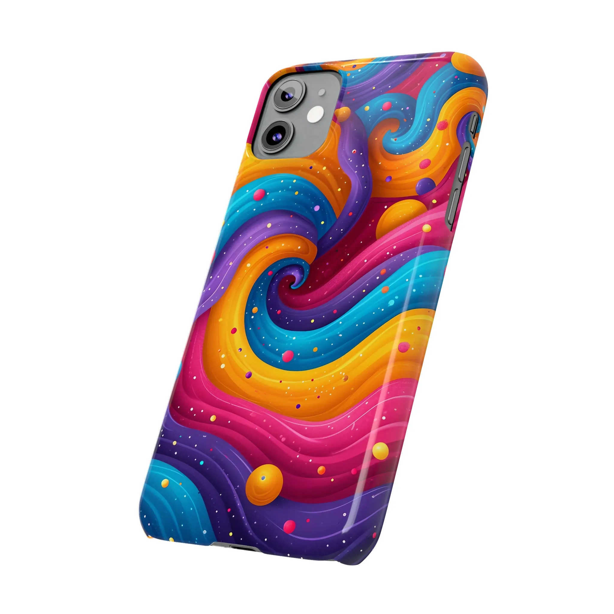 Retro Groovy Pop art Design Sleek Elegance Wireless-Charging Compatible Phone Case Slim Phone Case compatible with over 20 iphone models