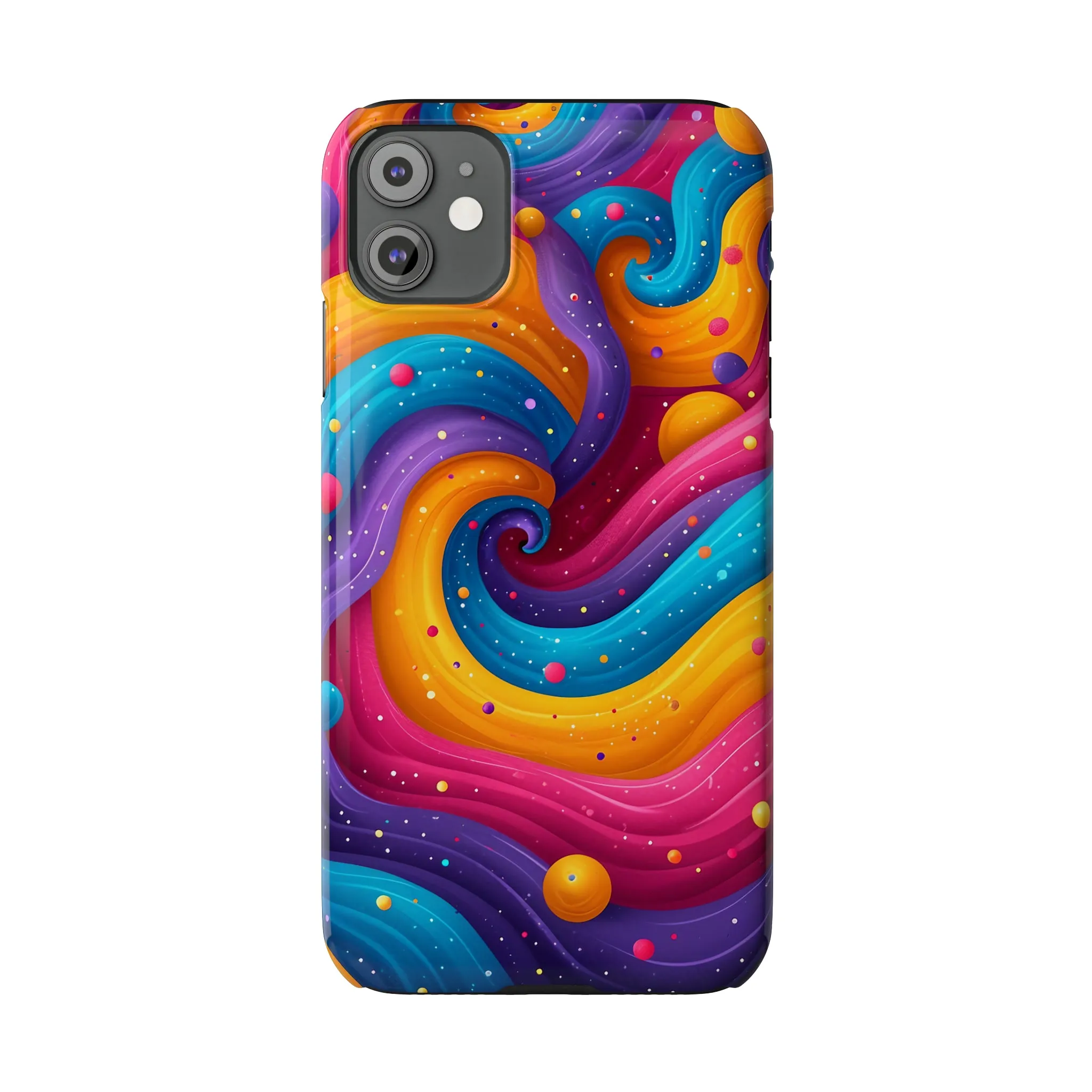 Retro Groovy Pop art Design Sleek Elegance Wireless-Charging Compatible Phone Case Slim Phone Case compatible with over 20 iphone models