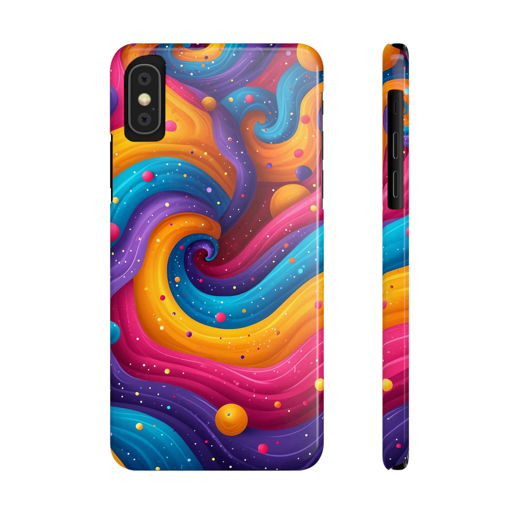 Retro Groovy Pop art Design Sleek Elegance Wireless-Charging Compatible Phone Case Slim Phone Case compatible with over 20 iphone models