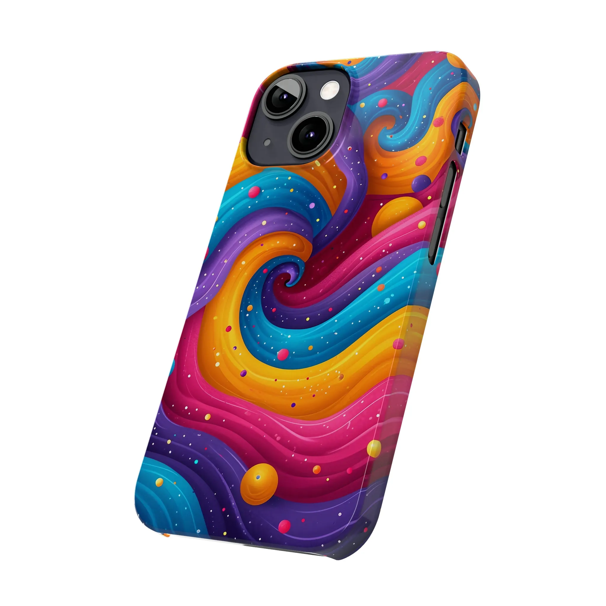 Retro Groovy Pop art Design Sleek Elegance Wireless-Charging Compatible Phone Case Slim Phone Case compatible with over 20 iphone models