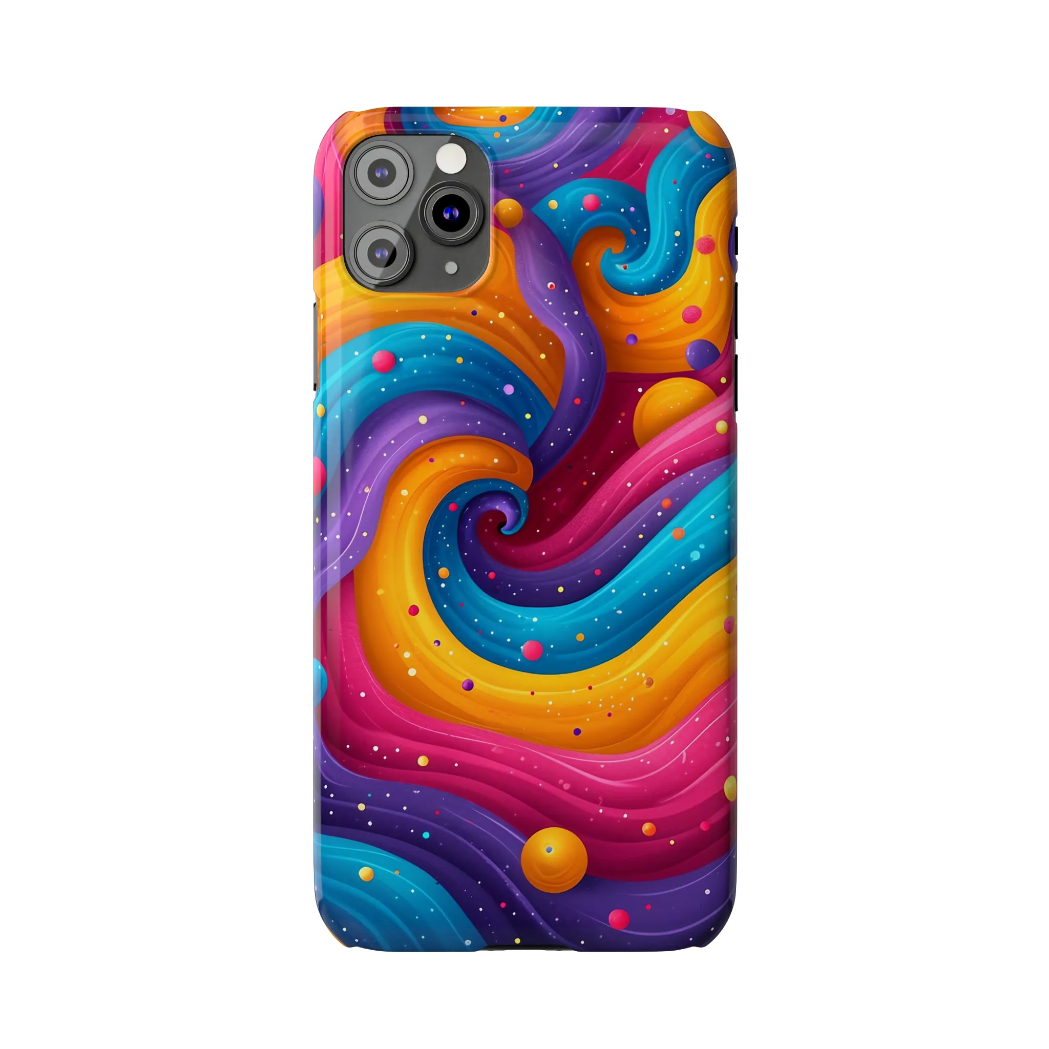 Retro Groovy Pop art Design Sleek Elegance Wireless-Charging Compatible Phone Case Slim Phone Case compatible with over 20 iphone models