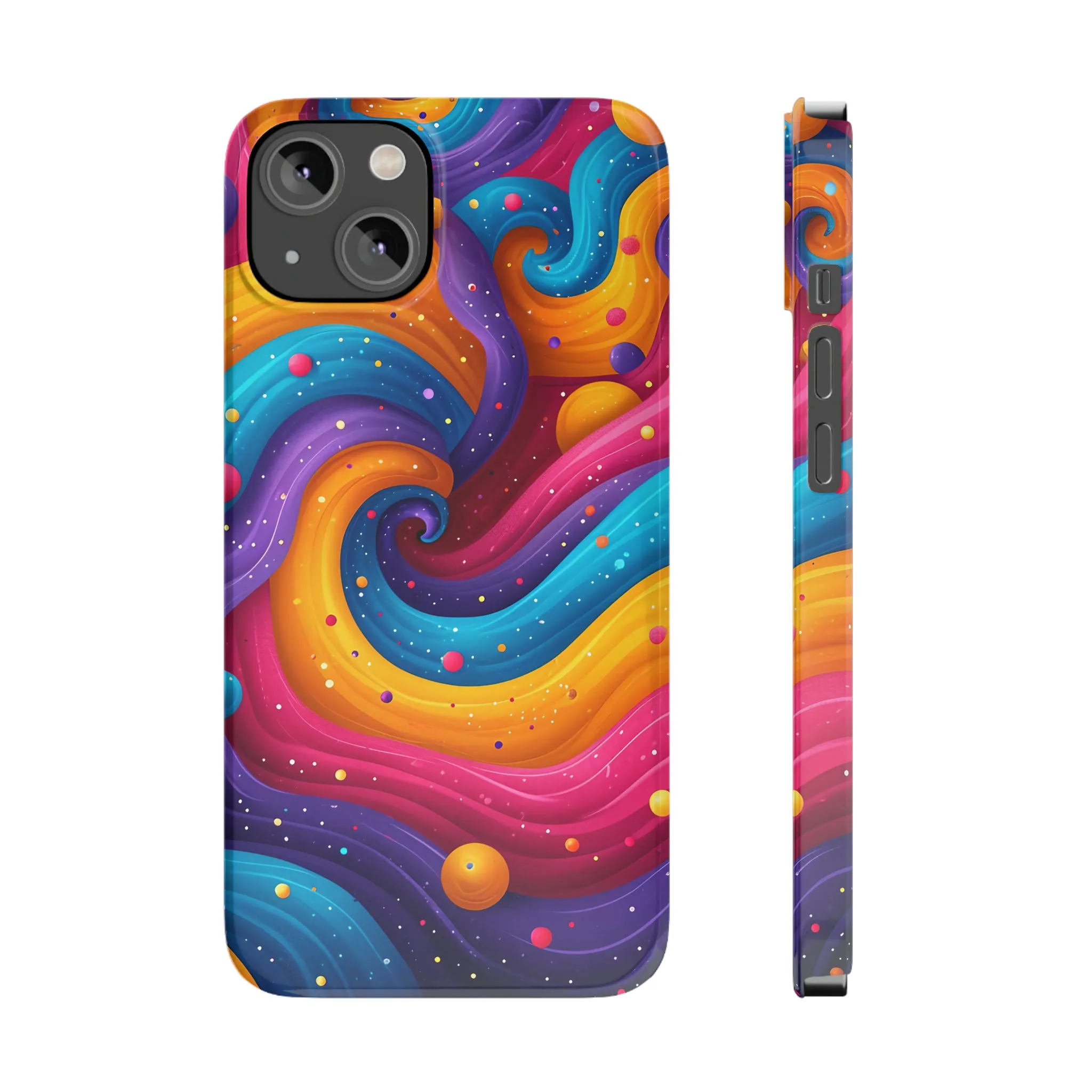 Retro Groovy Pop art Design Sleek Elegance Wireless-Charging Compatible Phone Case Slim Phone Case compatible with over 20 iphone models