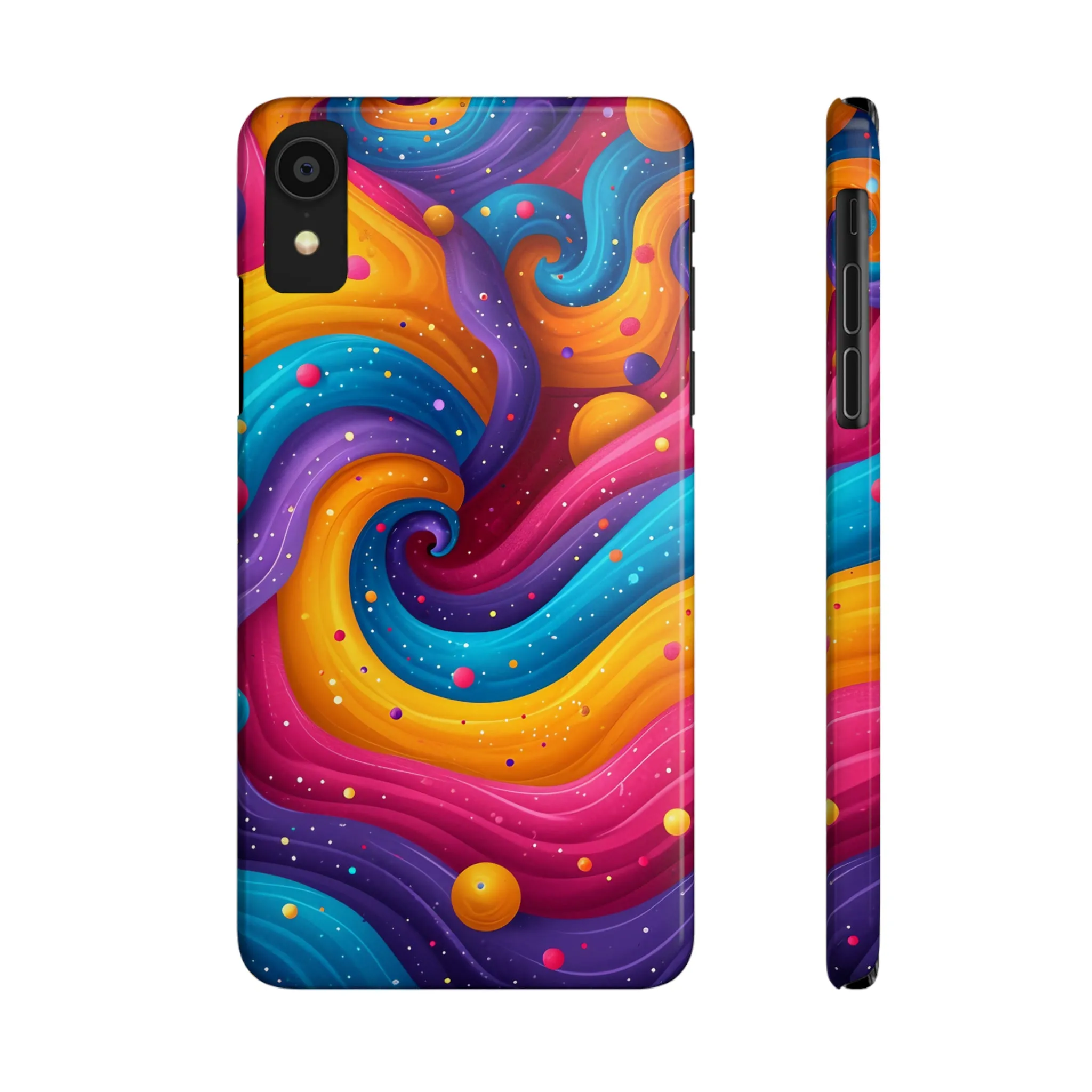 Retro Groovy Pop art Design Sleek Elegance Wireless-Charging Compatible Phone Case Slim Phone Case compatible with over 20 iphone models