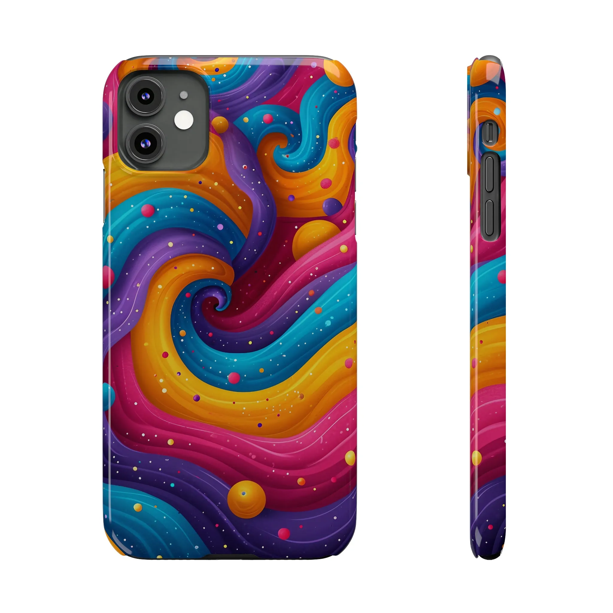 Retro Groovy Pop art Design Sleek Elegance Wireless-Charging Compatible Phone Case Slim Phone Case compatible with over 20 iphone models