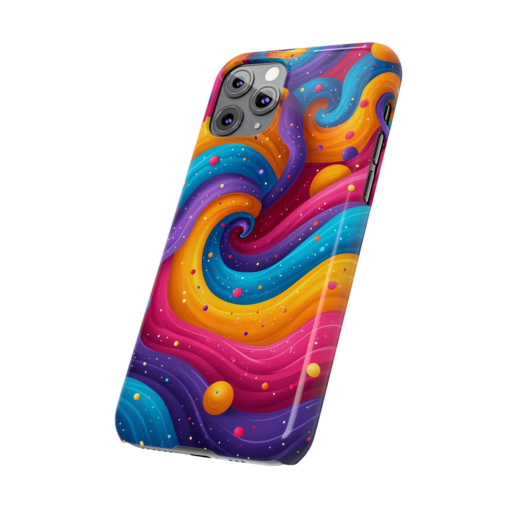 Retro Groovy Pop art Design Sleek Elegance Wireless-Charging Compatible Phone Case Slim Phone Case compatible with over 20 iphone models