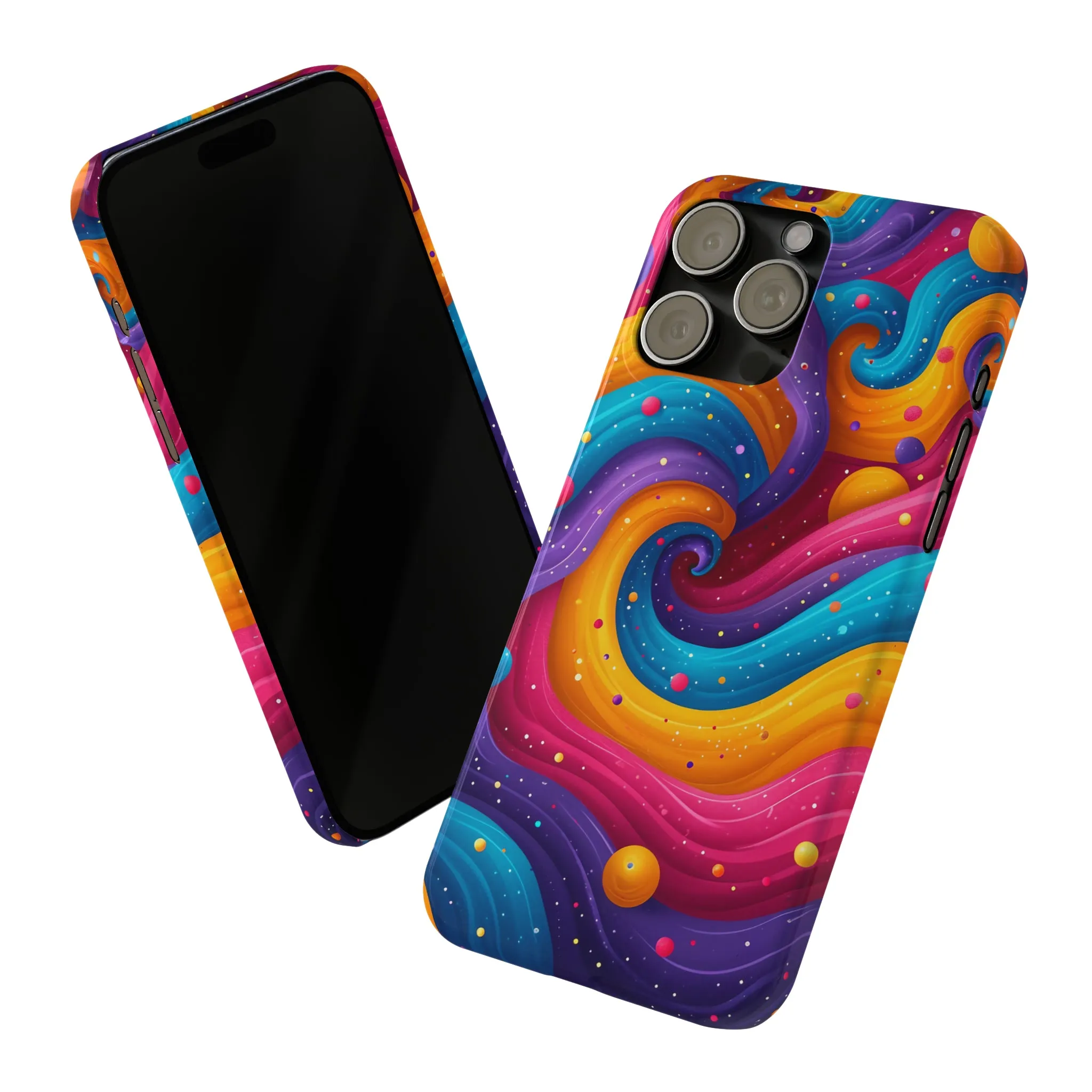 Retro Groovy Pop art Design Sleek Elegance Wireless-Charging Compatible Phone Case Slim Phone Case compatible with over 20 iphone models