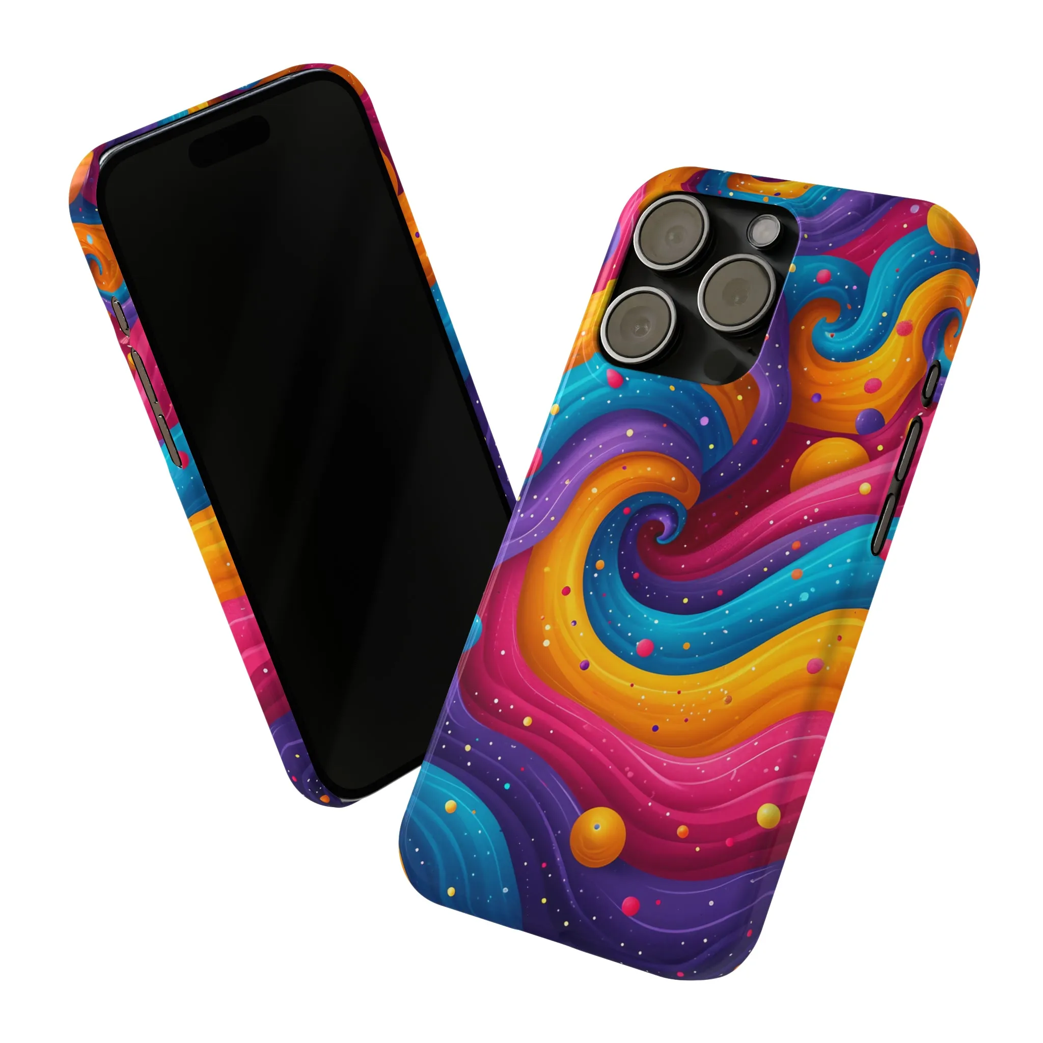 Retro Groovy Pop art Design Sleek Elegance Wireless-Charging Compatible Phone Case Slim Phone Case compatible with over 20 iphone models