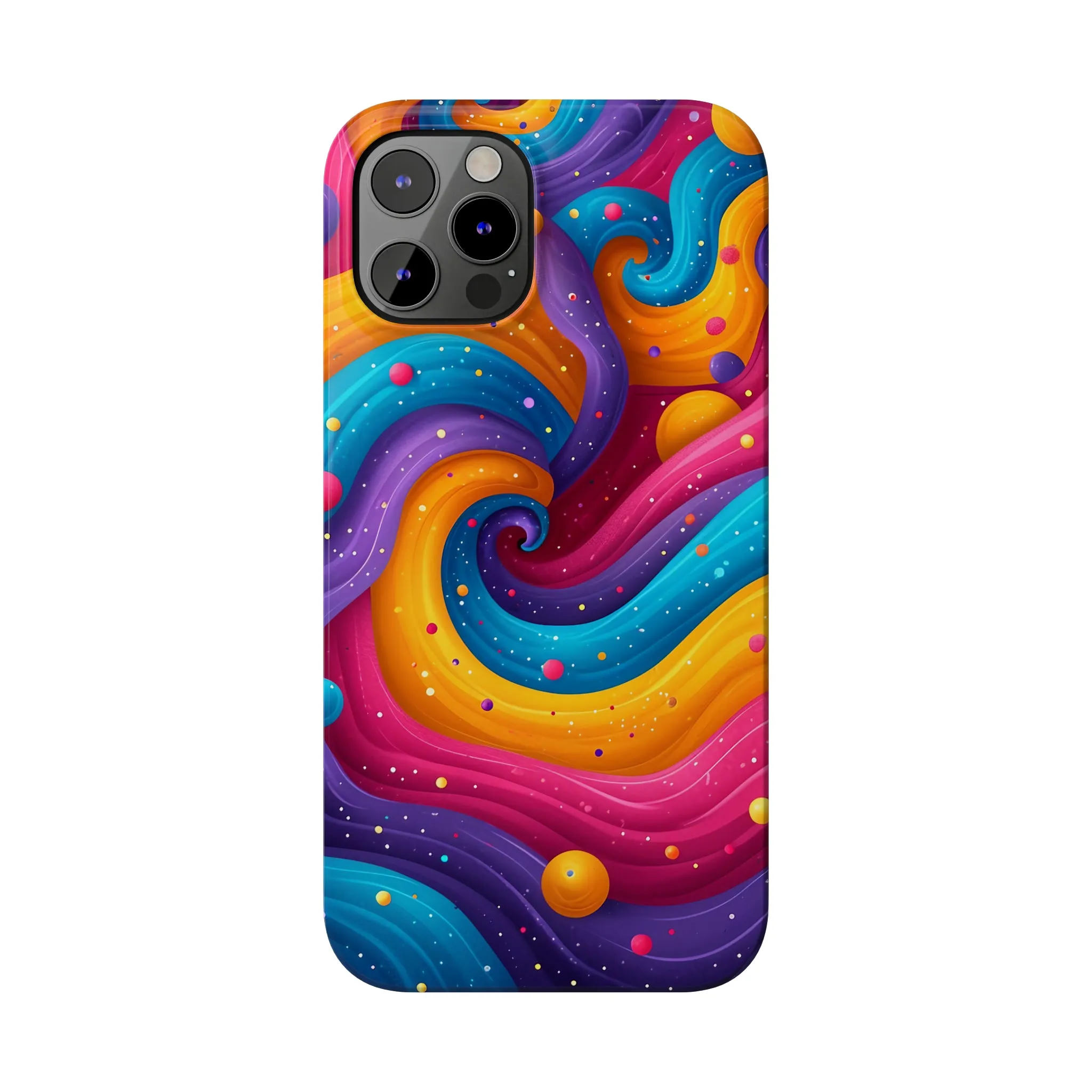 Retro Groovy Pop art Design Sleek Elegance Wireless-Charging Compatible Phone Case Slim Phone Case compatible with over 20 iphone models