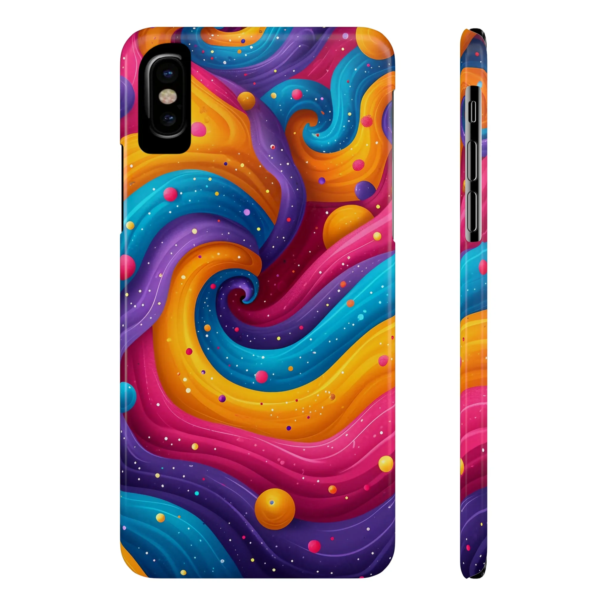 Retro Groovy Pop art Design Sleek Elegance Wireless-Charging Compatible Phone Case Slim Phone Case compatible with over 20 iphone models