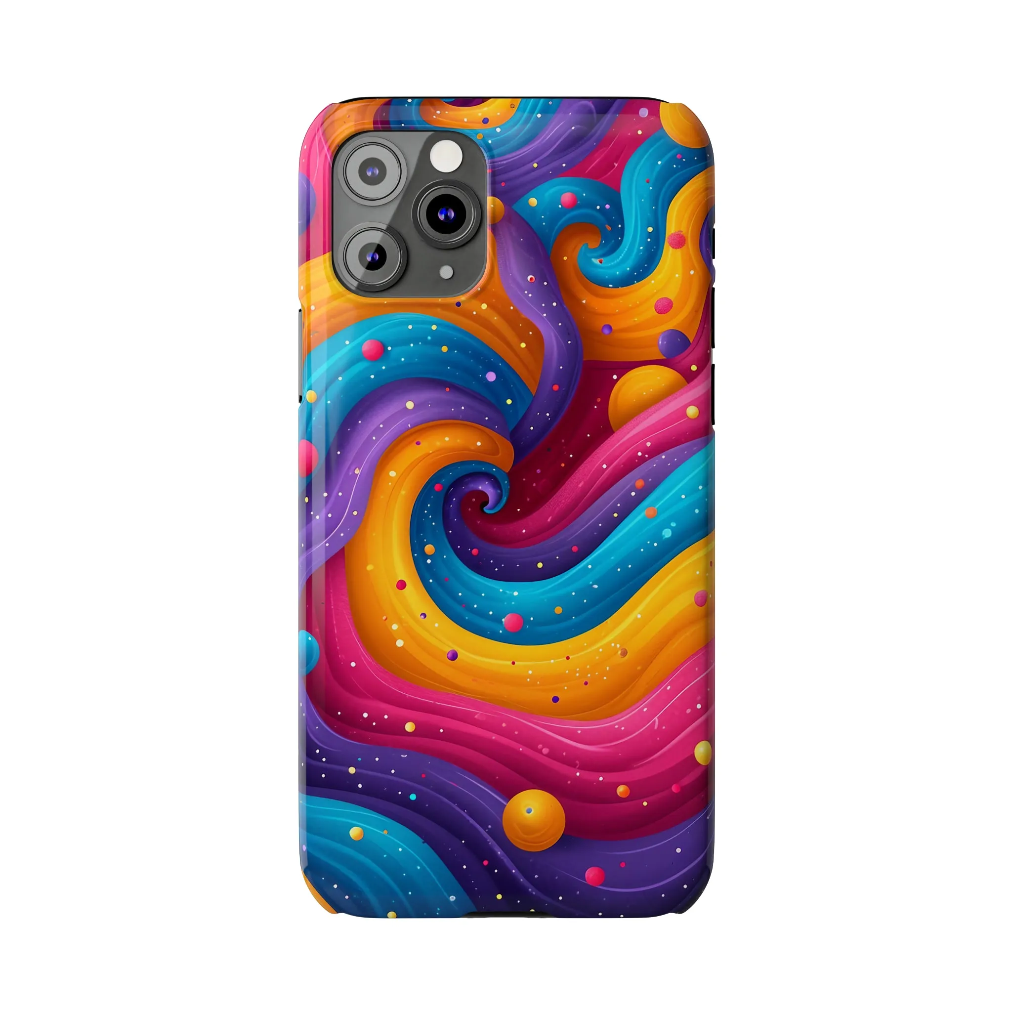 Retro Groovy Pop art Design Sleek Elegance Wireless-Charging Compatible Phone Case Slim Phone Case compatible with over 20 iphone models