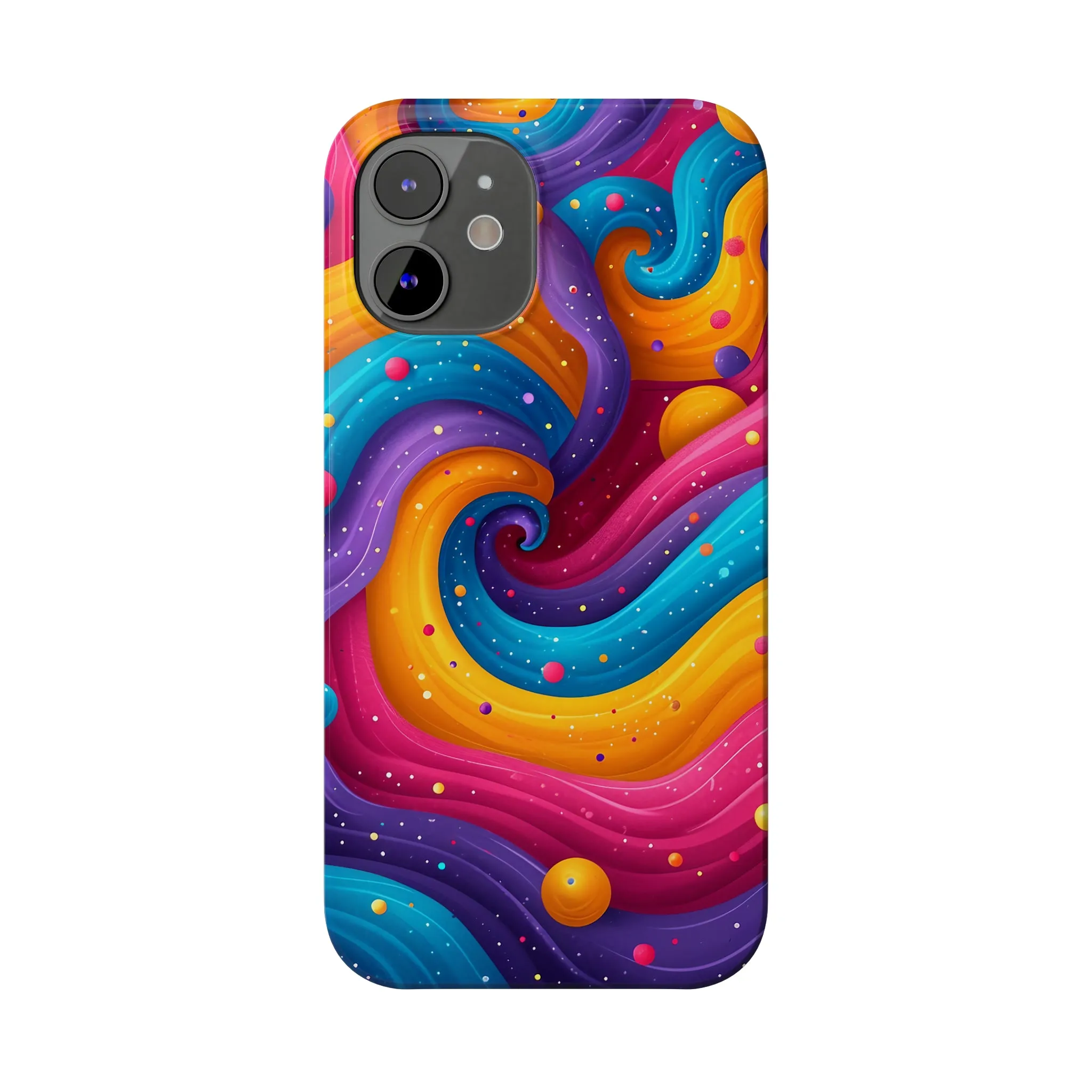 Retro Groovy Pop art Design Sleek Elegance Wireless-Charging Compatible Phone Case Slim Phone Case compatible with over 20 iphone models