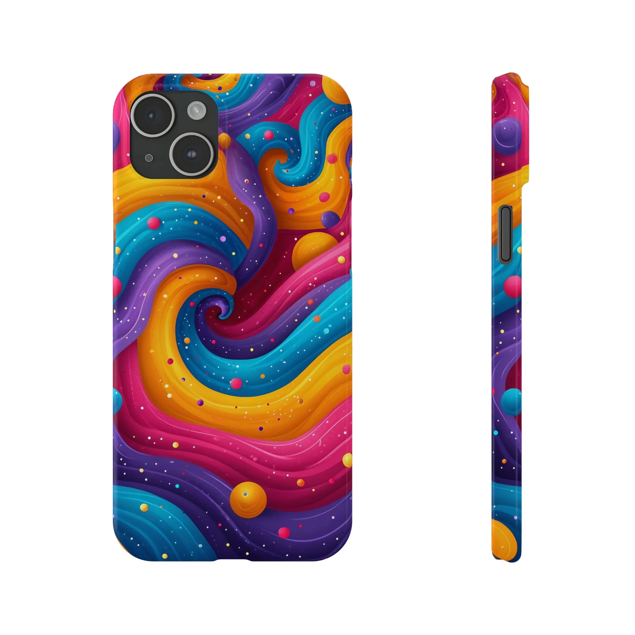 Retro Groovy Pop art Design Sleek Elegance Wireless-Charging Compatible Phone Case Slim Phone Case compatible with over 20 iphone models