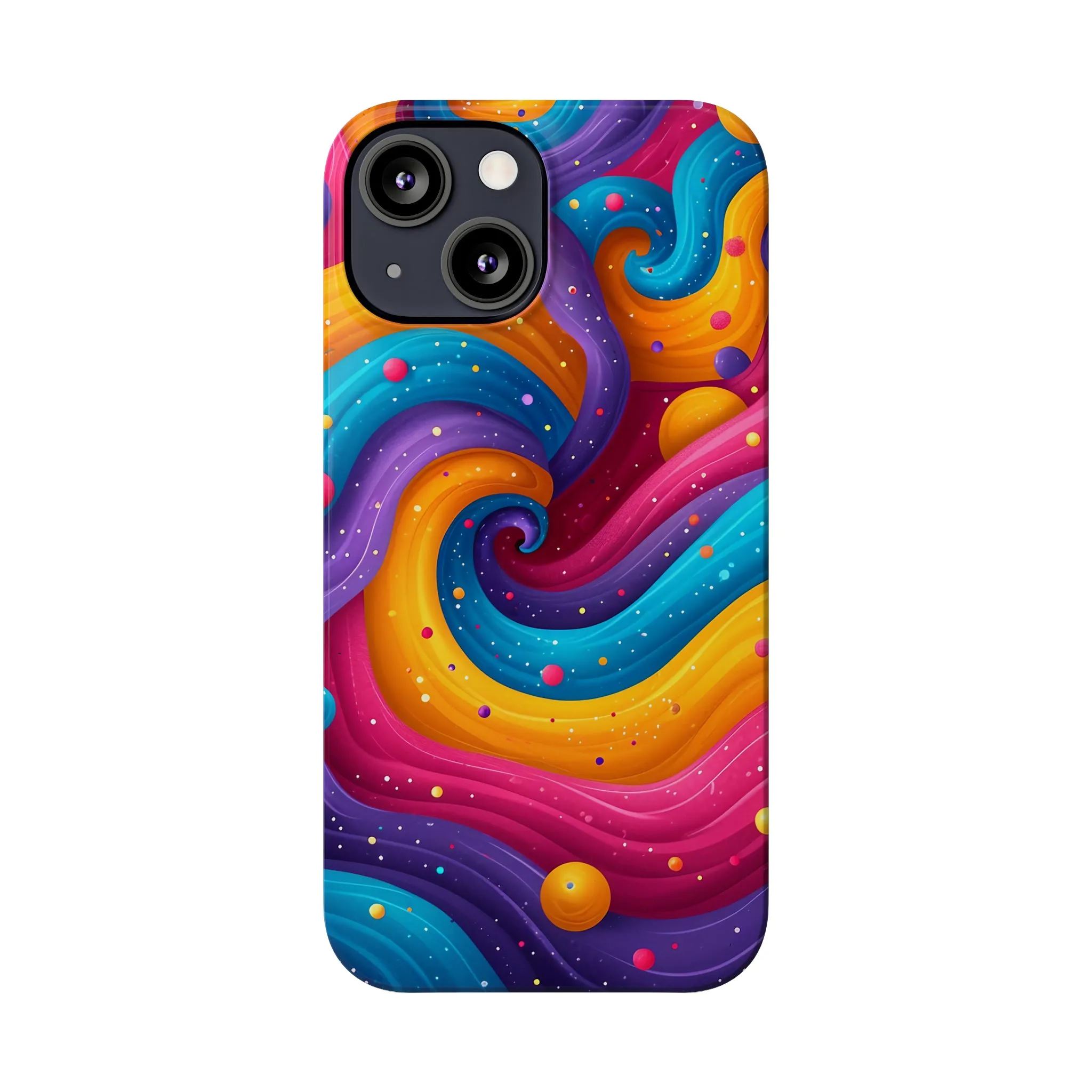 Retro Groovy Pop art Design Sleek Elegance Wireless-Charging Compatible Phone Case Slim Phone Case compatible with over 20 iphone models