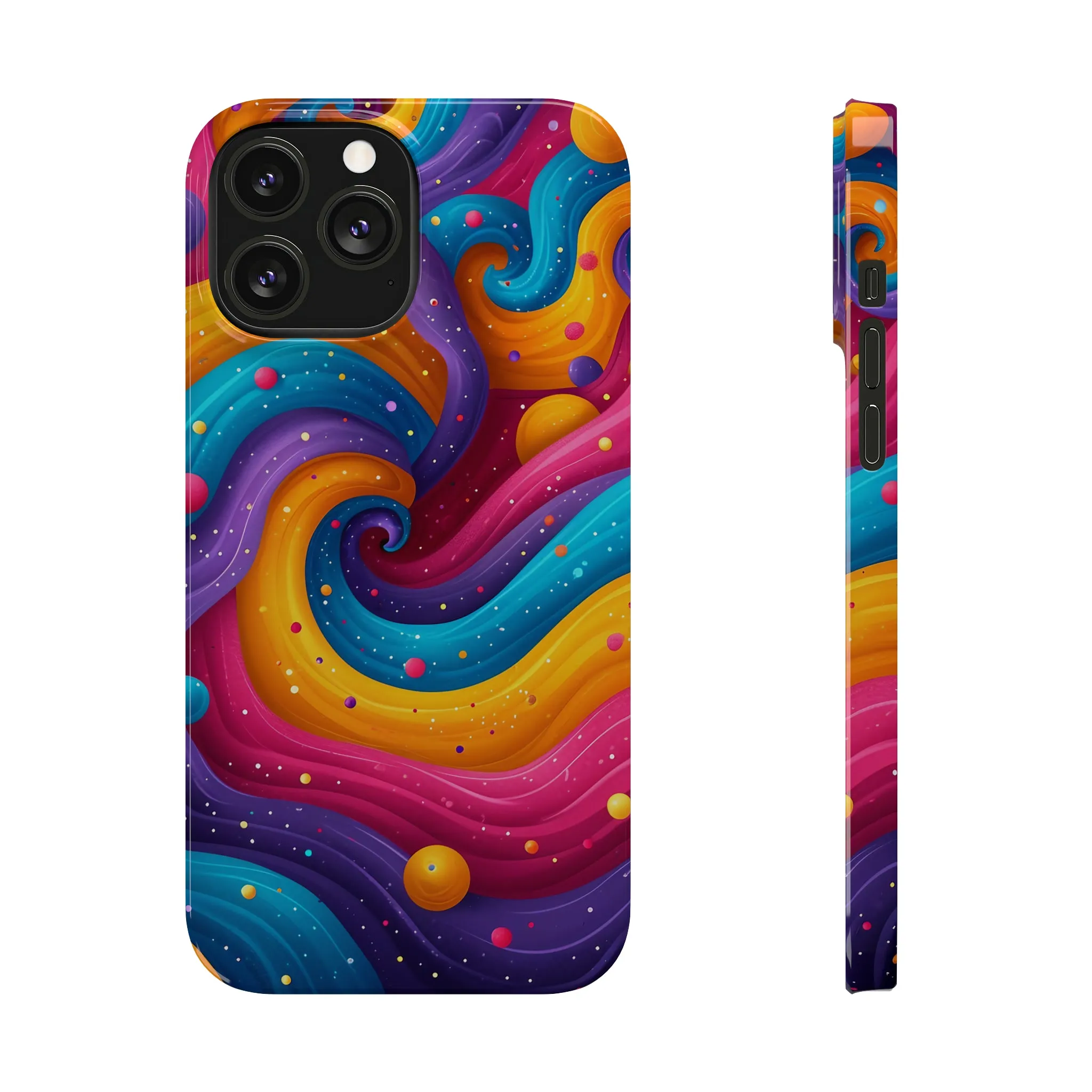 Retro Groovy Pop art Design Sleek Elegance Wireless-Charging Compatible Phone Case Slim Phone Case compatible with over 20 iphone models