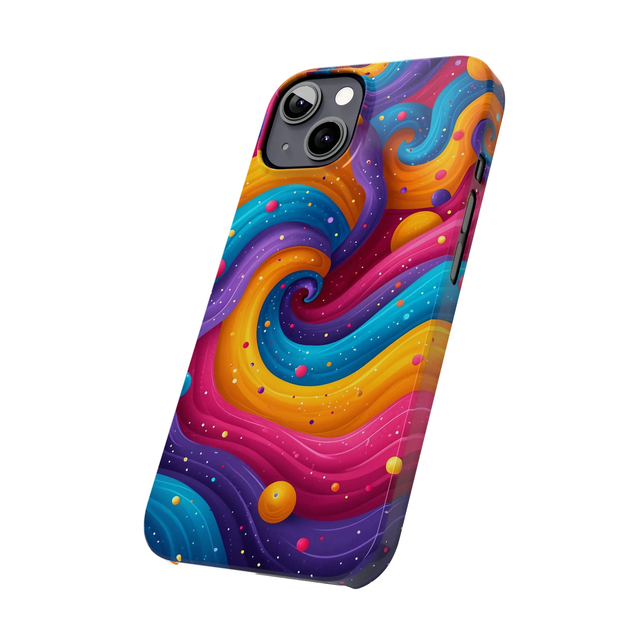 Retro Groovy Pop art Design Sleek Elegance Wireless-Charging Compatible Phone Case Slim Phone Case compatible with over 20 iphone models