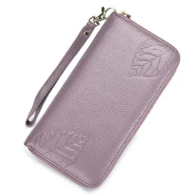 RFID Genuine Leather 6inch Phone Bag High Capacity Long Wallet Clutch Purse For Women