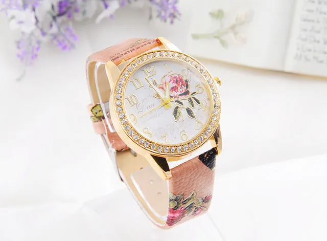 RINNADY Flower Watch Women Watches Ladies 2016 Brand Luxury Famous Female Clock Quartz Watch Wrist Relogio Feminino Montre Femme