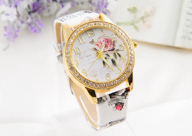 RINNADY Flower Watch Women Watches Ladies 2016 Brand Luxury Famous Female Clock Quartz Watch Wrist Relogio Feminino Montre Femme